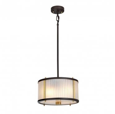 DL-CORONA-2P-BAB Corona 2 Light Pendant in a Museum Bronze, Dark Brown Painted and Aged Brass Finish
