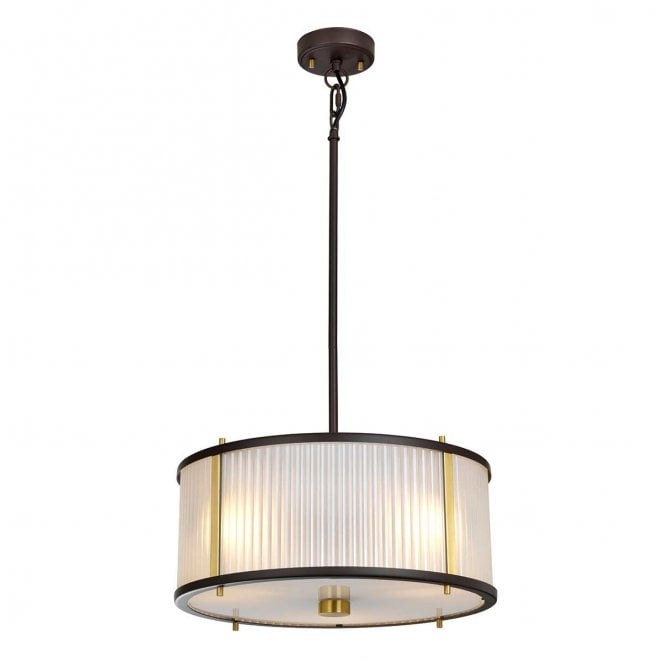 Elstead Lighting DL-CORONA-3P-BAB Corona 3 Light Pendant in a Museum Bronze, Dark Brown Painted and Aged Brass Finish