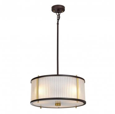 DL-CORONA-3P-BAB Corona 3 Light Pendant in a Museum Bronze, Dark Brown Painted and Aged Brass Finish