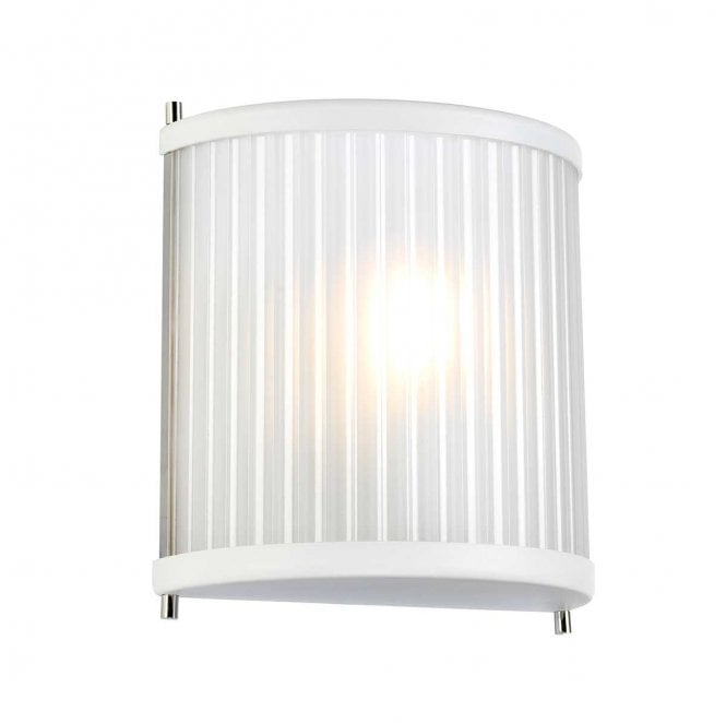 Elstead Lighting DL-CORONA1-WPN Corona 1 Light Wall Light in a White Satin Painted and Polished Nickel Finish