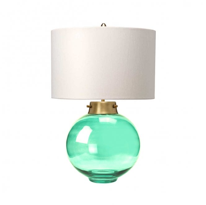 Elstead Lighting DL-KARA-TL-GREEN Kara 1 Light Table Lamp in an Aged Brass Finish with a Dark Green Glass