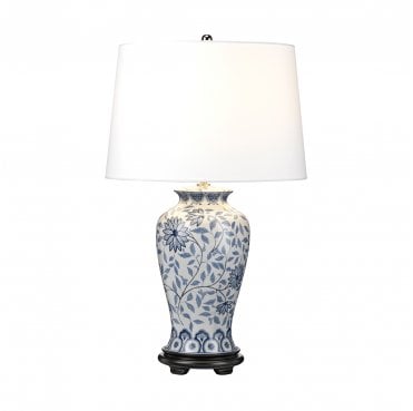 DL-YING-TL Ying 1 Light Table Lamp in a Blue and White Finish with a Tall Empire Shade