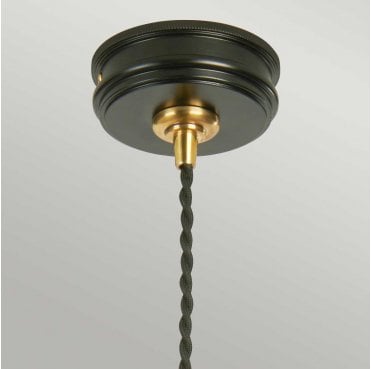 DOUILLE-P-BPB Douille 1 Light Pendant in a Black and Polished Brass Finish