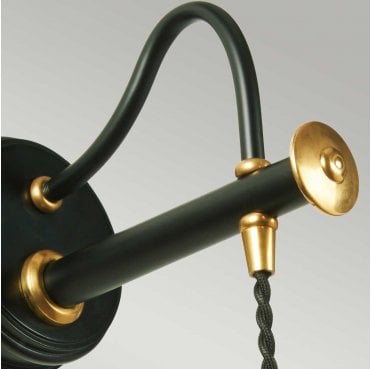 DOUILLE1-BPB Douille 1 Light Wall Light in a Black and Polished Brass Finish