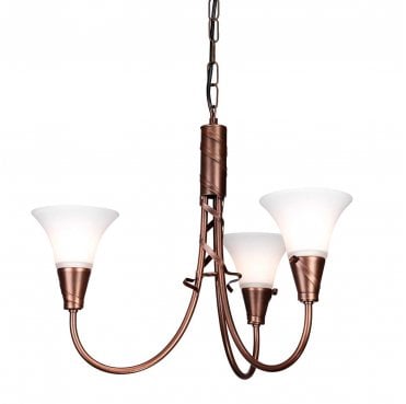 EM3-COPPER Emily 3 Light Chandelier in a Copper Patina Finish