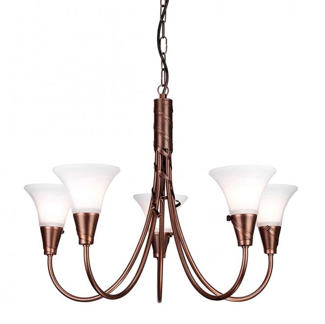 Elstead Lighting EM5-COPPER Emily 5 Light Chandelier in a Copper Patina Finish