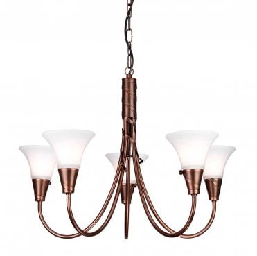EM5-COPPER Emily 5 Light Chandelier in a Copper Patina Finish