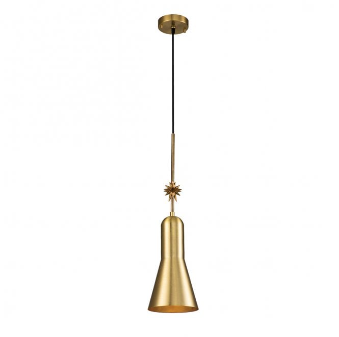Elstead Lighting ETOILE-P-M-AB Etoile 1 Light Medium Pendant in an Aged Brass and Gold Leaf Finish