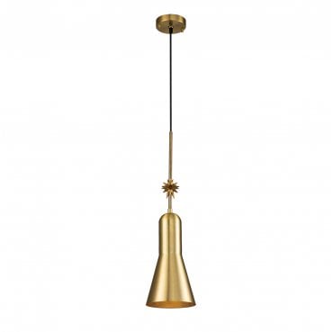 ETOILE-P-M-AB Etoile 1 Light Medium Pendant in an Aged Brass and Gold Leaf Finish