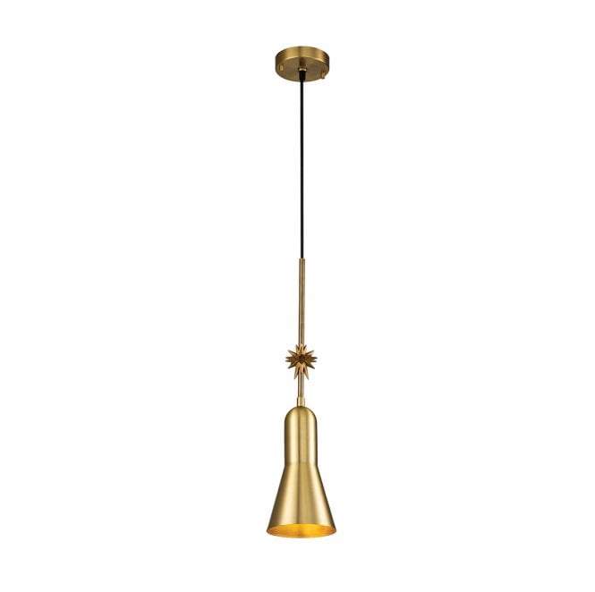 Elstead Lighting ETOILE-P-S-AB Etoile 1 Light Small Pendant in an Aged Brass and Gold Leaf Finish