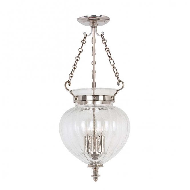 Elstead Lighting FP-P-M-POL-NCKL Finsbury Park 3 Light Medium Pendant in a Polished Nickel Finish