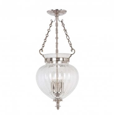 FP-P-M-POL-NCKL Finsbury Park 3 Light Medium Pendant in a Polished Nickel Finish