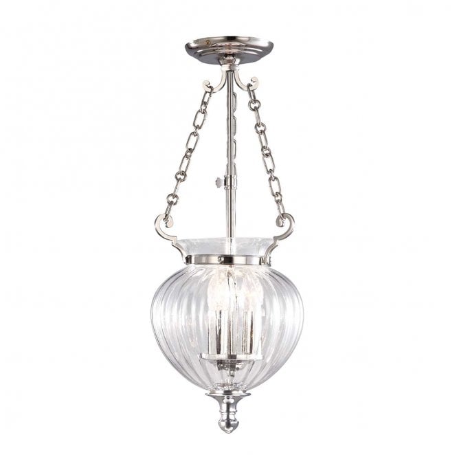 Elstead Lighting FP-P-S-POL-NCKL Finsbury Park 3 Light Small Pendant in a Polished Nickel Finish