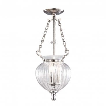 FP-P-S-POL-NCKL Finsbury Park 3 Light Small Pendant in a Polished Nickel Finish