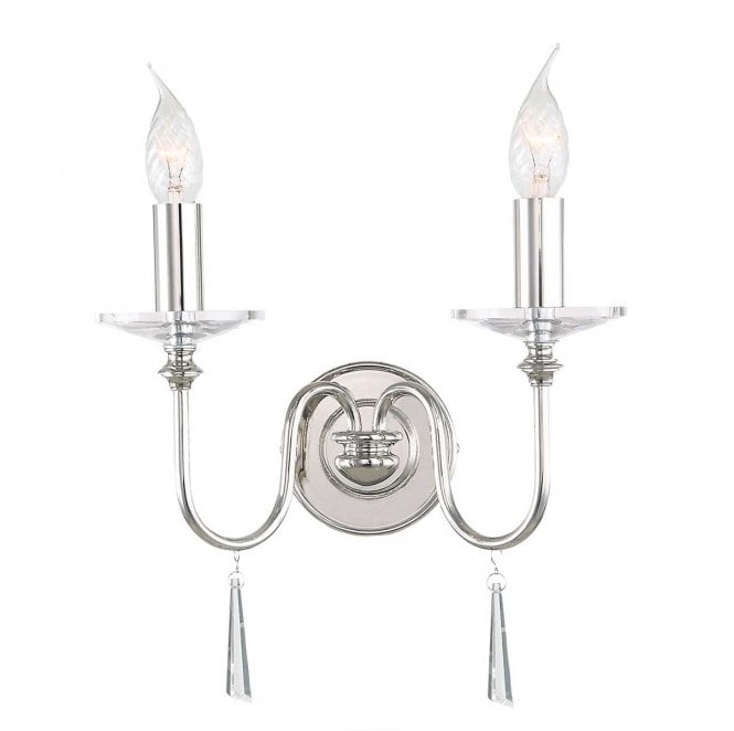 Elstead Lighting FP2-POL-NICKEL Finsbury Park 2 Light Wall Light in a Polished Nickel Finish