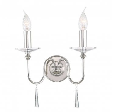 FP2-POL-NICKEL Finsbury Park 2 Light Wall Light in a Polished Nickel Finish
