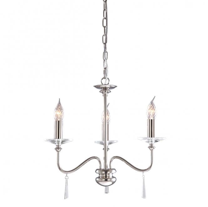 Elstead Lighting FP3-POL-NICKEL Finsbury Park 3 Light Chandelier in a Polished Nickel FInish