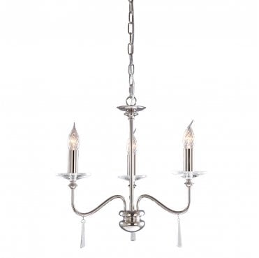 FP3-POL-NICKEL Finsbury Park 3 Light Chandelier in a Polished Nickel FInish