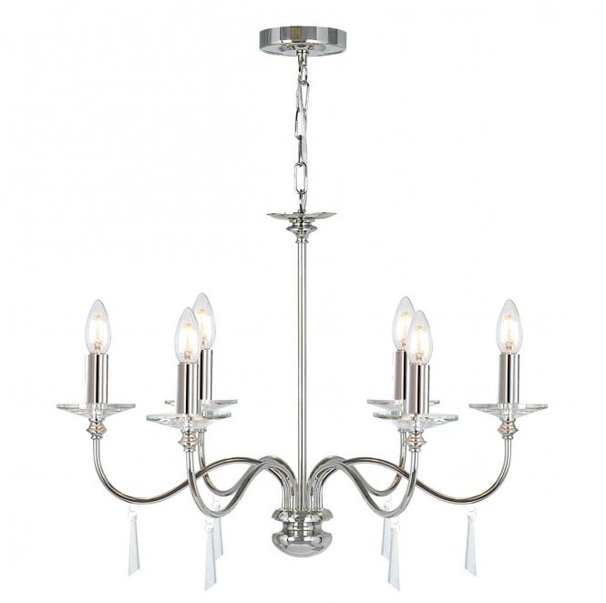 Elstead Lighting FP6-POL-NICKEL Finsbury Park 6 Light Chandelier in a Polished Nickel Finish