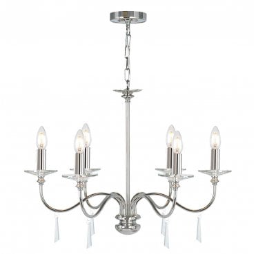 FP6-POL-NICKEL Finsbury Park 6 Light Chandelier in a Polished Nickel Finish