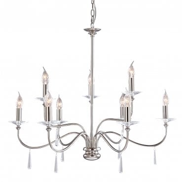 FP9-POL-NICKEL Finsbury Park 9 Light Chandelier in a Polished Nickel FInish