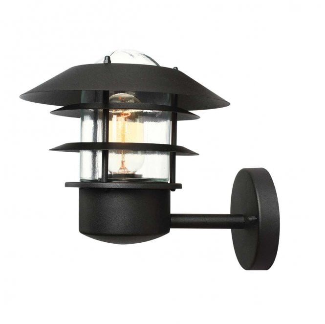 Elstead Lighting HELSINGOR-BK Helsingor Outdoor IP44 1 Light Wall Lantern in a Black Finish