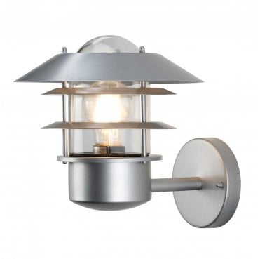 HELSINGOR Helsingor Outdoor IP44 1 Light Wall Lantern in a Silver Finish