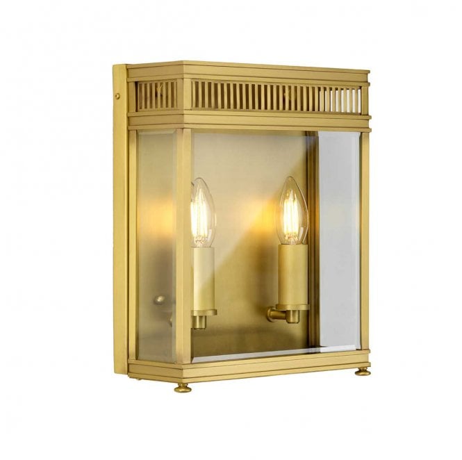 Elstead Lighting HL7-M-BB Holborn Outdoor IP44 2 Light Medium Half Lantern in a Brushed Brass Finish