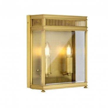 HL7-M-BB Holborn Outdoor IP44 2 Light Medium Half Lantern in a Brushed Brass Finish
