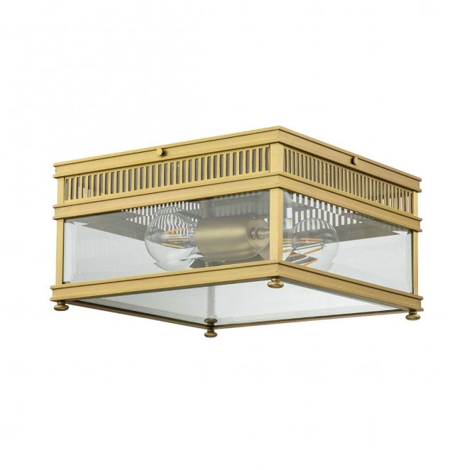 Elstead Lighting HOLBORN-F-BB Holborn Outdoor IP44 2 Light Flush Light in a Brushed Brass Finish