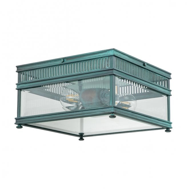 Elstead Lighting HOLBORN-F-VDG Holborn Outdoor IP44 2 Light Flush Light in a Verdigris Finish