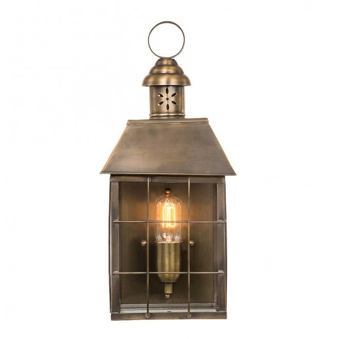 Elstead Lighting HYDE-PARK-BR Hyde Park Outdoor IP44 1 Light Wall Lantern in an Aged Brass Finish