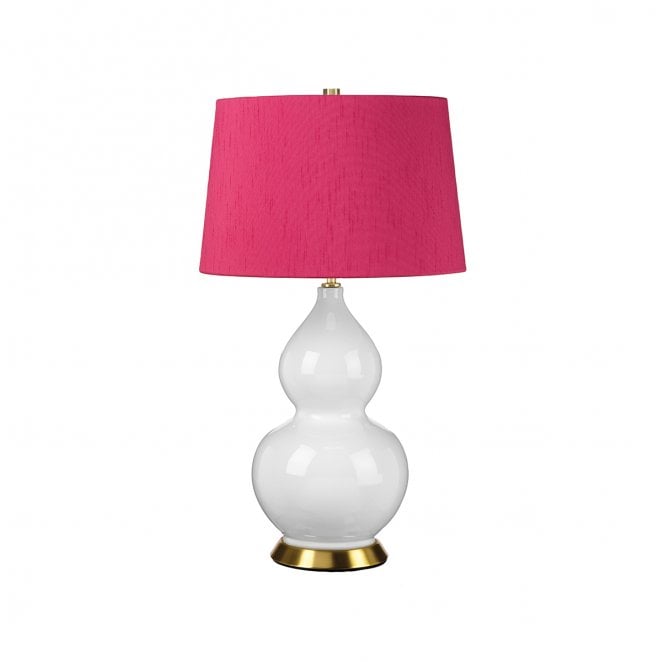 Elstead Lighting ISLA-AB-TL-CRANBERRY Isla 1 Light Table Lamp in an Aged Brass, White and Pink Finish