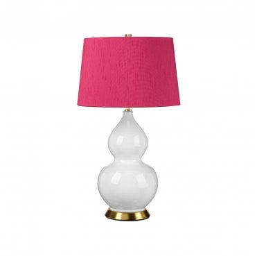ISLA-AB-TL-CRANBERRY Isla 1 Light Table Lamp in an Aged Brass, White and Pink Finish