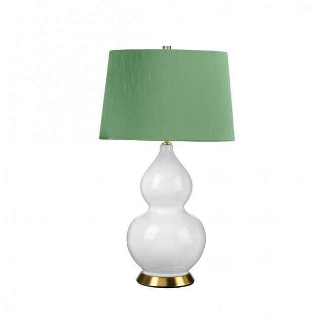 Elstead Lighting ISLA-AB-TL-GREEN Isla 1 Light Table Lamp in an Aged Brass, White and Green Finish