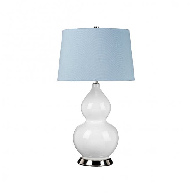 Elstead Lighting ISLA-PN-TL-BLUE Isla 1 Light Table Lamp in a Polished Nickel, White and Blue Finish