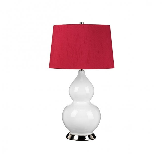 Elstead Lighting ISLA-PN-TL-RED Isla 1 Light Table Lamp in a Polished Nickel, White and Red Finish
