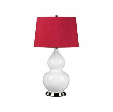 ISLA-PN-TL-RED Isla 1 Light Table Lamp in a Polished Nickel, White and Red Finish
