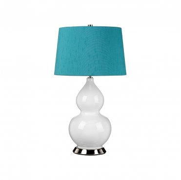 ISLA-PN-TL-TEAL Isla 1 Light Table Lamp in a Polished Nickel, White and Teal Finish