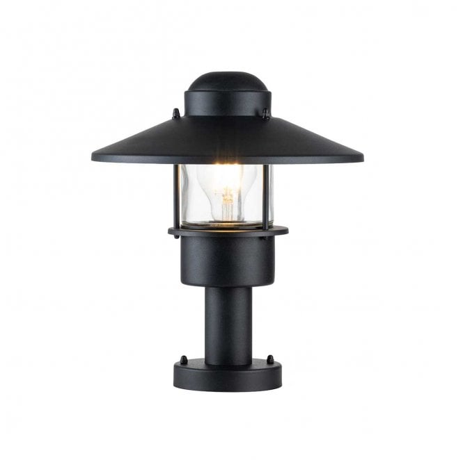 Elstead Lighting KLAMPENBORG-PED-BK Klampenborg Outdoor IP44 1 Light Pedestal in a Black Finish