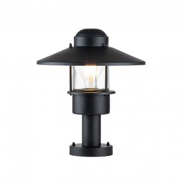 KLAMPENBORG-PED-BK Klampenborg Outdoor IP44 1 Light Pedestal in a Black Finish