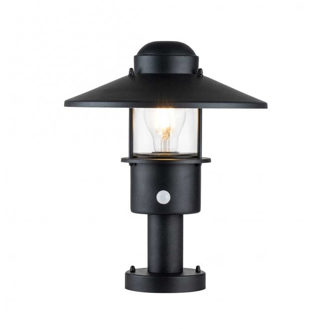 Elstead Lighting KLAMPENBORG-PED-PIR-BK Klampenborg Outdoor IP44 1 Light Pedestal with PIR in a Black Finish