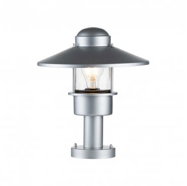 KLAMPENBORG-PED-SIL Klampenborg Outdoor IP44 1 Light Pedestal in a Silver Finish