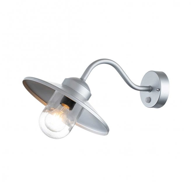 Elstead Lighting KLAMPENBORG-PIR-SIL Klampenborg Outdoor IP44 1 Light Wall Lantern with PIR in a Silver Finish