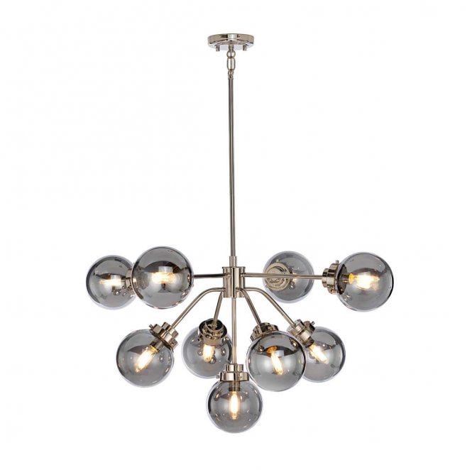 Elstead Lighting KULA9 Kula 9 Light Chandelier in a Polished Nickel Finish
