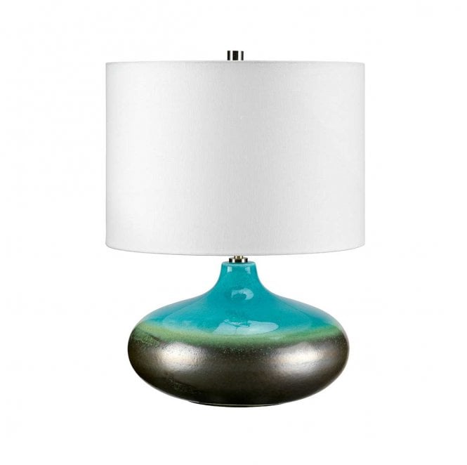 Elstead Lighting LAGUNA-TL-SM Laguna 1 Light Small Table Lamp in a Turquoise and Graphite Glaze Finish
