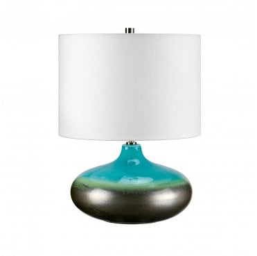 LAGUNA-TL-SM Laguna 1 Light Small Table Lamp in a Turquoise and Graphite Glaze Finish