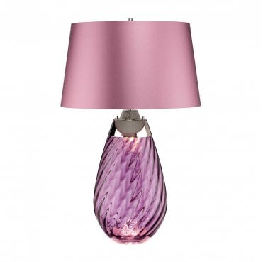 LENA-TL-L-PLUM Lena 2 Light Large Table Lamp in a Plum Tinted Glass Finish with a Heather Shade