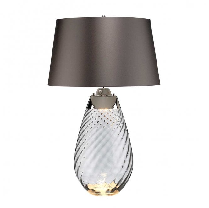 Elstead Lighting LENA-TL-L-SMOKE Lena 2 Light Large Table Lamp in a Smoke Tinted Glass with a Slate Shade 