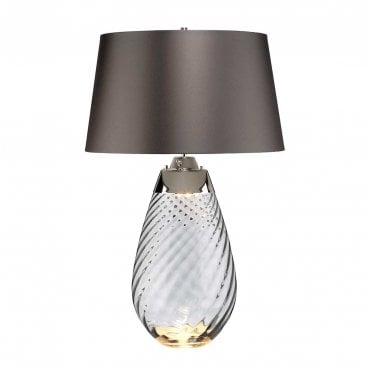 LENA-TL-L-SMOKE Lena 2 Light Large Table Lamp in a Smoke Tinted Glass with a Slate Shade 